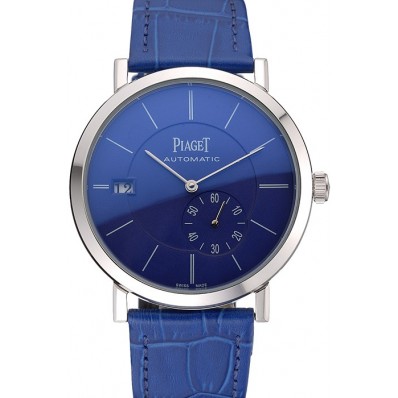Piaget Altiplano Silver Case Blue Dial Blue Leather Bracelet 622630
