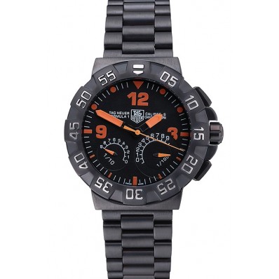 Replica Hot Tag Heuer Formula One Calibre S Black Dial Orange Numerals Ion Plated Steinless Steel Bracelet 622300