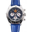 Best Breitling Chronomat Patrouille De France Blue Dial Stainless Steel Case Blue Leather Strap