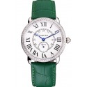 Cartier Ronde Louis Cartier White Dial Stainless Steel Case Diamond Bezel Green Leather Strap