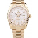 Cheap Fake Rolex Day-Date 18k Yellow Gold Plated Stainless Steel White Dial