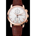 Copy Swiss Vacheron Constantin Patrimony Traditionnelle Chronograph White Dial Rose Gold Case Brown Leather Strap 1453762