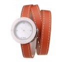 Hermes Classic MOP Dial Orange Elongated Leather Strap