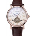 Imitation Patek Philippe Grand Complications Gold Case White Dial Arabic Numerals Brown Leather Bracelet 622255