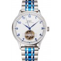 IWC Portugieser Tourbillon White Dial Blue Numerals Stainless Steel Case Two Tone Blue Steel Numerals