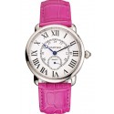 Knockoff Cartier Ronde Louis Cartier White Dial Stainless Steel Case Fuchsia Leather Strap