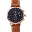 Knockoff Hamilton Navy Pioneer Chrono Black Dial Rose Gold Case Brown Leather Strap
