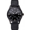 Luxury IWC Mark XVll Black Dial Black Stainless Steel Case Black Leather Strap