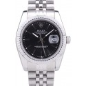 Luxury Rolex Datejust Black Dial Diamonds Ribbed Bezel 7456