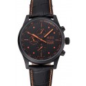 Mido Multifort Cronograph All Black & Orange Dial Black Leather Strap 622181