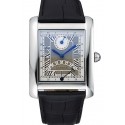 Replica Cartier Tank White Dial Stainless Steel Case Black Leather Strap 622761