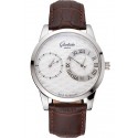 Replica Glashutte Original Silver Dial Stainless Steel Case Brown Leather Strap