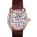 Replica Hermes Classic Croco Leather Strap Multicolor Patterned Logo Dial 801402