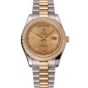 Replica Swiss Rolex Day-Date Gold Dial Gold Diamond Case Two Tone Stainless Steel Bracelet 1453973