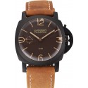 Swiss Panerai Luminor 1950 Brown Dial Black PVD Case Brown Suede Leather Strap 1453848