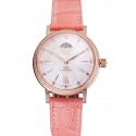 Top IWC Portofino Moon Phase Silver Dial Rose Gold Case Diamonds Bezel Pink Leather Strap