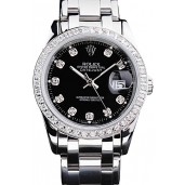 Best Rolex DateJust Black Dial Diamond Bezel Stainless Steel Bracelet