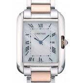 Copy Cartier Tank Anglaise 30mm White Dial Stainless Steel Case Two Tone Bracelet