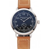 Hamilton Navy Pioneer Small Second Black Dial Stainless Steel Case Light Brown Leather Strap