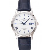 High Quality Vacheron Constantin Patrimony Chronometre Royal White Dial Stainless Steel Case Blue Leather Strap