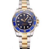 Imitation Swiss Rolex Submariner Blue Dial And Bezel Two Tone Steel Gold Bracelet