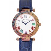Knockoff Franck Muller Double Mistery 4 Saisons White Dial Rose Gold Case Blue Leather Strap