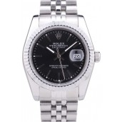 Luxury Rolex Datejust Black Dial Diamonds Ribbed Bezel 7456
