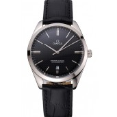 Omega Tresor Master Co-Axial Black Dial Stainless Steel Case Black Leather Strap