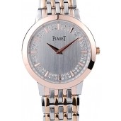 Piaget Traditional Rose Gold Case Double Studded Minute Markers Silver Dial