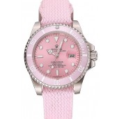 Quality Swiss Rolex Submariner Pink Dial Pink Bezel Pink Fabric Bracelet 1453981