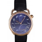 Replica Hermes Classic Croco Leather Strap Navy Dial 801404