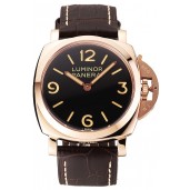 Replica High Quality Swiss Panerai Luminor Black Dial Rose Gold Case Brown Leather Strap 1453842
