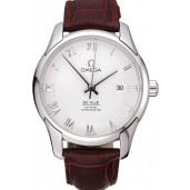 Replica Omega DeVille White Dial Stainless Steel Case Brown Leather Strap 622830