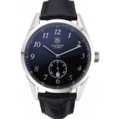 Replica Tag Heuer Carerra Calibre 6 Black Dial Stainless Steel Bezel Black Leather Band 622162