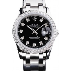 Best Rolex DateJust Black Dial Diamond Bezel Stainless Steel Bracelet
