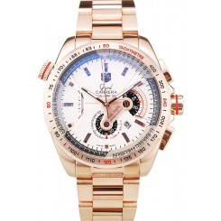 Cheap Tag Heuer Carrera Rose Gold Case White Dial