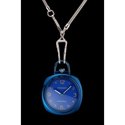 Copy Swiss Panerai Radiomir Pocket Watch Blue Dial Blue Plated Case Stainless Steel Chain 1453741