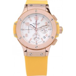 First-class Quality Hublot Big Bang Yellow Strap White Dial Watch 98068