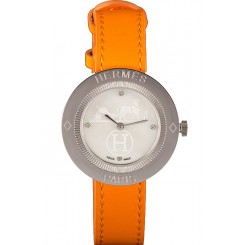 High Quality Hermes Classic MOP Dial Orange Leather Bracelet 801390