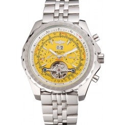 Imitation Breitling Bentley Mulliner Tourbillon Yellow Dial Stainless Steel Case And Bracelet 622734