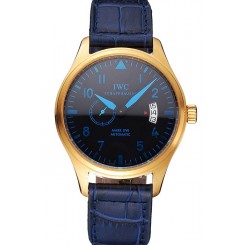IWC Mark XVll Blue Dial Gold Stainless Steel Case Blue Leather Strap