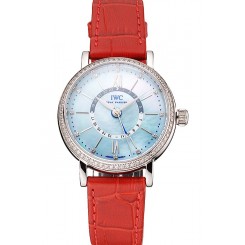 IWC Portofino Day And Night Pearl Dial Stainless Steel Case Red Leather Strap