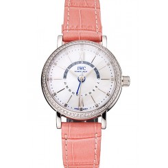 IWC Portofino Day And Night White Dial Stainless Steel Case Pink Leather Strap
