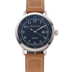 Luxury Hamilton Navy Pioneer Black Dial Stainless Steel Case Light Brown Leather Strap