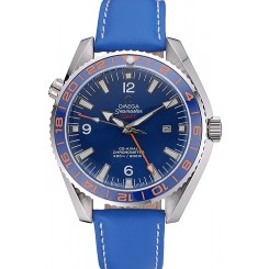 New Omega Seamaster Planet Ocean GMT Blue Dial Blue Leather Band 622394