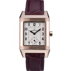 Replica Jaeger le Coultre Reverso Squadro Lady Brown Leather Strap White Dial 41965