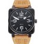 1:1 Bell and Ross BR 01-94 Black Dial Black Case Brown Leather Strap