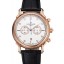 1:1 Patek Philippe Chronograph White Dial With Diamonds Rose Gold Case Black Leather Strap