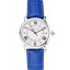 2016 Cartier Ronde White Dial Diamond Hour Marks Stainless Steel Case Blue Leather Strap