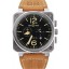 AAA Imitation Bell and Ross BR 03-94 Black Dial Silver Case Brown Leather Strap